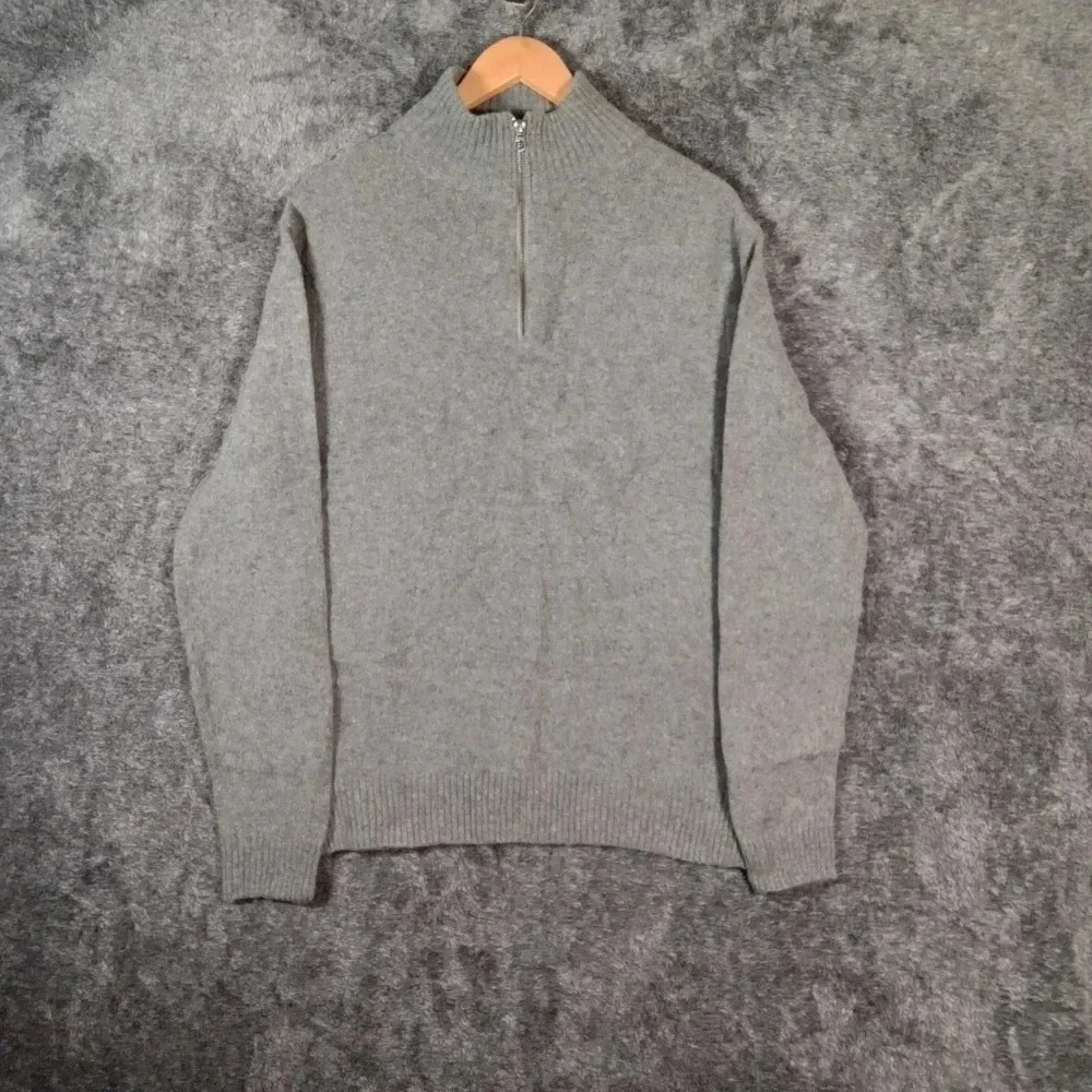J crew long sleeve pullover sweater Marino wool blend 1/4 zip men's large